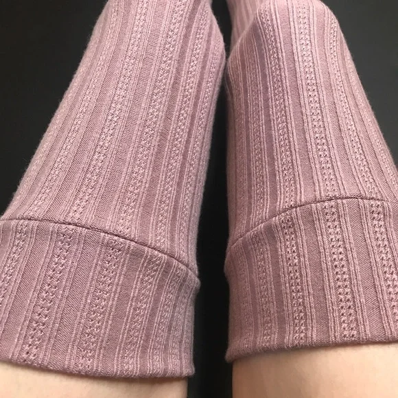 Handmade Long Purple Knit Leg Warmers Sweater Knee Socks Thigh Highs Leggings - Picture 3 of 5